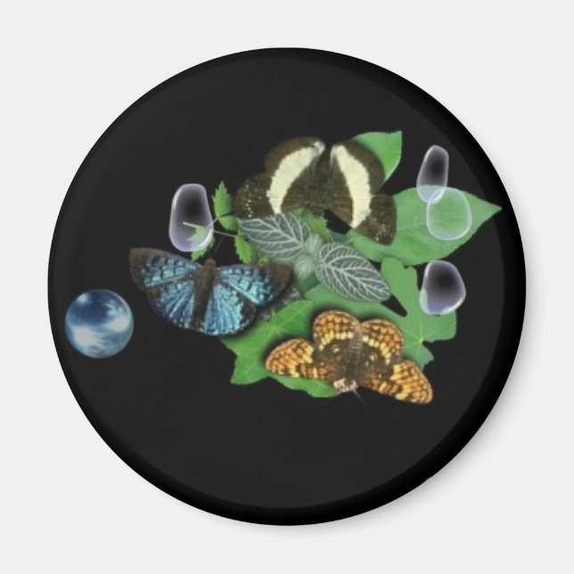 Butterflies on Leaves Magnet (Front)