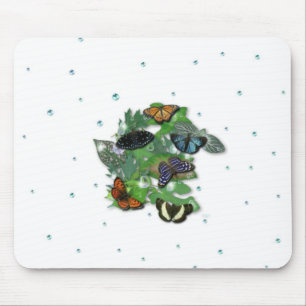 Butterflies on Leaves Mouse Mat