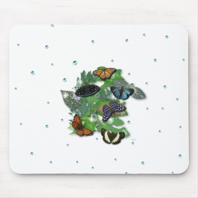 Butterflies on Leaves Mouse Mat (Front)
