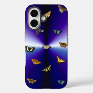 Butterflies on purple rainbow iPhone 16 case