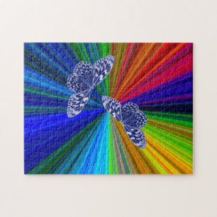 Butterflies on rainbow jigsaw puzzle