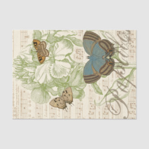 Butterflies on Sheet Music with Floral Design