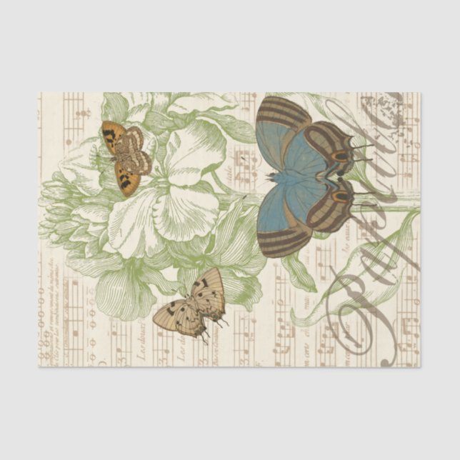 Butterflies on Sheet Music with Floral Design (Front)