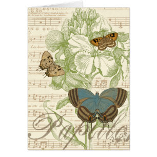 Butterflies on Sheet Music with Floral Design