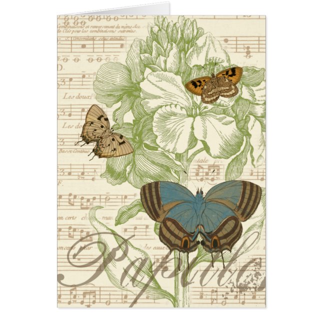 Butterflies on Sheet Music with Floral Design (Front)