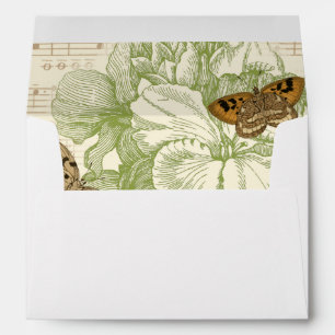 Butterflies on Sheet Music with Floral Design Envelope