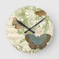 Butterflies on Sheet Music with Floral Design