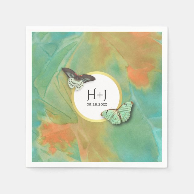 Butterflies on Southwest Colours Wedding Napkin (Front)