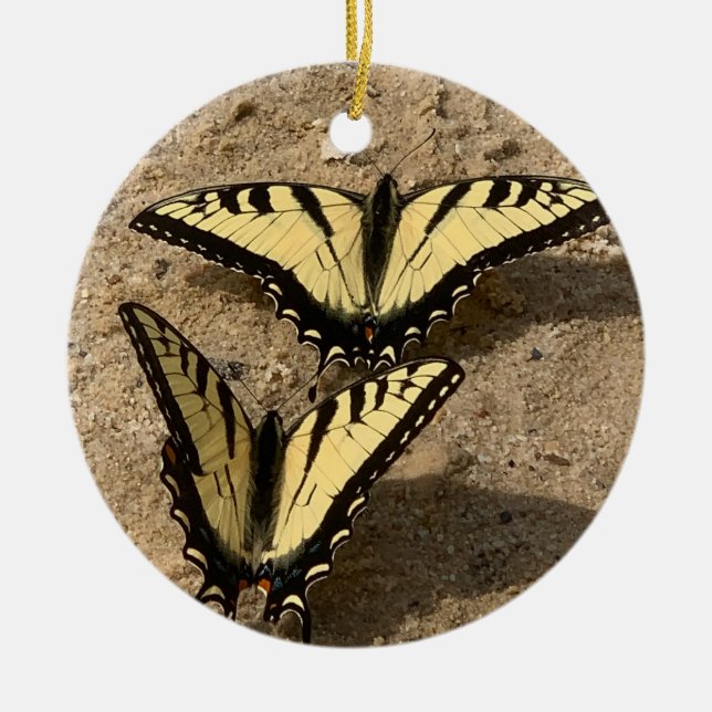Butterflies on the Beach Ceramic Tree Decoration (Front)