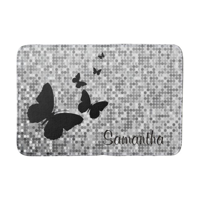 Butterflies on Tiles Design Bath Mat (Front)