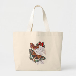 Butterflies - Orange and Brown Large Tote Bag