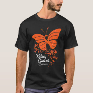 Butterflies Orange Ribbon Kidney Cancer Awareness  T-Shirt