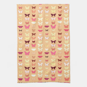 Butterflies, orange, yellow and coral tea towel