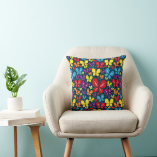 Butterflies over water . BFYOW01.Black BG Cushion