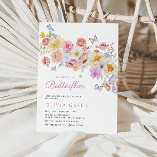 Butterflies Pastel Bloom Floral Bridal Shower Invitation