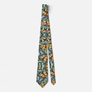 Butterflies Pattern Blue Green Yellow Shades  Tie