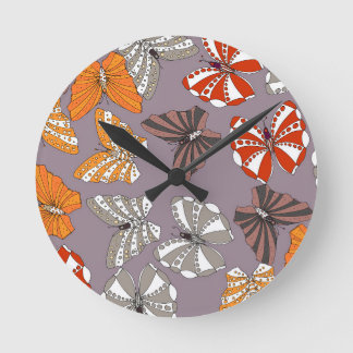Butterflies Pattern Round Clock