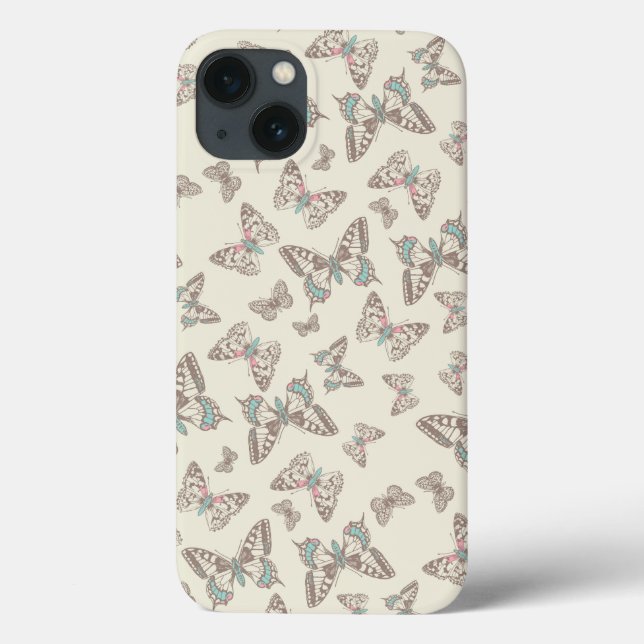 Butterflies patterned cream brown Case-Mate iPhone case (Back)