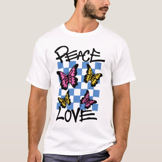 Butterflies Peace And Love streetwear T-Shirt (Front)