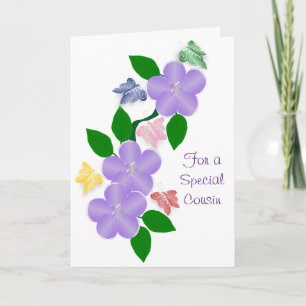 Butterflies Personalised Cousin Birthday Card