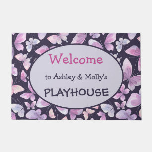 Butterflies personalised kids playhouse welcome doormat