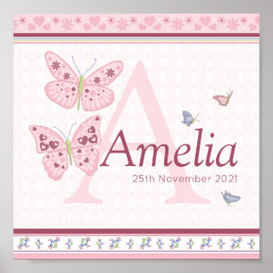 Butterflies Personalised Name Poster