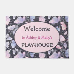 Butterflies personalized kids playhouse welcome doormat