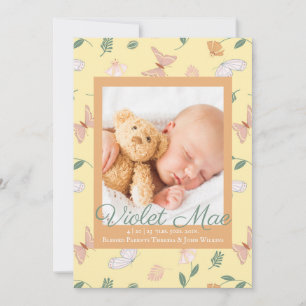 Butterflies Photo Birth Announcement