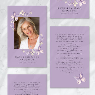 Butterflies Photo Funeral Memorial Prayer Card
