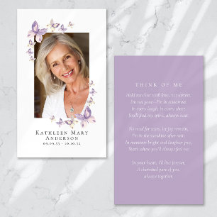 Butterflies Photo Funeral Memorial Prayer Card