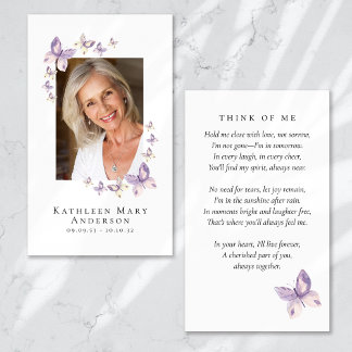 Butterflies Photo Funeral Memorial Prayer Card