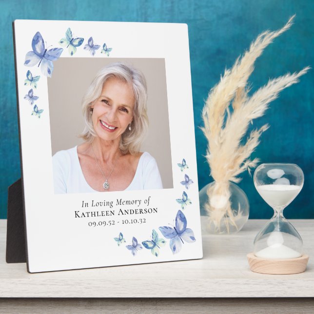 Butterflies Photo Memorial Tribute Keepsake Plaque (Side)