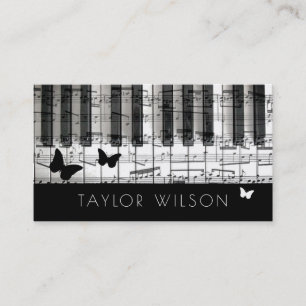butterflies pianist music teacher business card