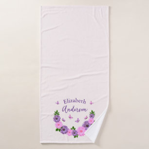 Butterflies Pink and Purple Bath Towel