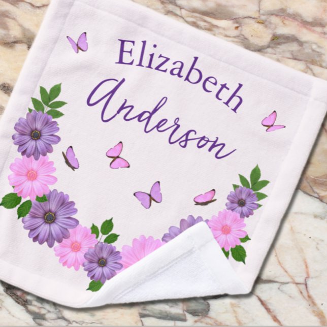 Butterflies Pink and Purple Wash Cloth (Creator Uploaded)