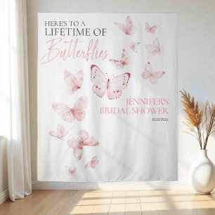 Butterflies Pink Blush Bridal Shower Backdrops Tapestry