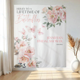 Butterflies Pink Blush Bridal Shower Backdrops Tapestry