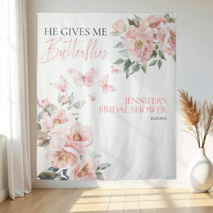 Butterflies Pink Blush Bridal Shower Backdrops Tapestry