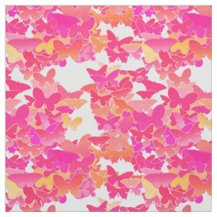 Butterflies, pink, fuchsia and coral fabric