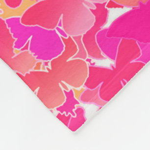 Butterflies, pink, fuchsia and coral fleece blanket