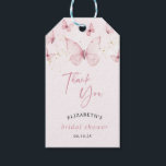 Butterflies Pink Gold Bridal Shower Thank You Gift Tags<br><div class="desc">Add a sweet and elegant touch to your favours with these Butterflies Pink Gold Bridal Shower Thank You Gift Tags. Featuring soft pink butterflies and shimmering gold accents, these tags offer a charming way to show appreciation to your guests. Perfect for floral, garden, or butterfly-themed bridal showers, they bring a...</div>