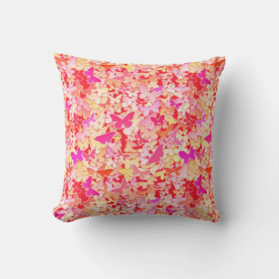 Butterflies, pink, peach, coral cushion