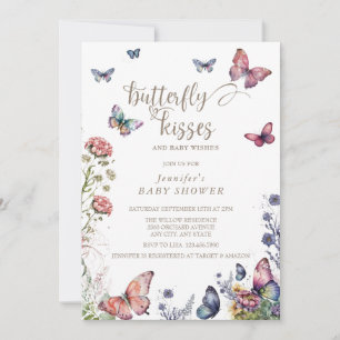Butterflies Pink Purple   Floral Baby Shower  Invitation