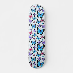 Butterflies Pink Teal Girly Girlie Whimsical Skateboard