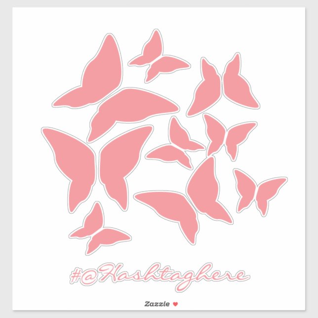 Butterflies Pink White Car Sticker (Sheet)