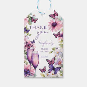 Butterflies purple bridal shower favour  gift tags