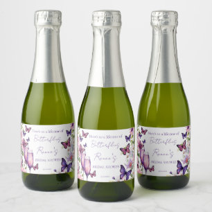 Butterflies purple bridal shower favour  sparkling wine label