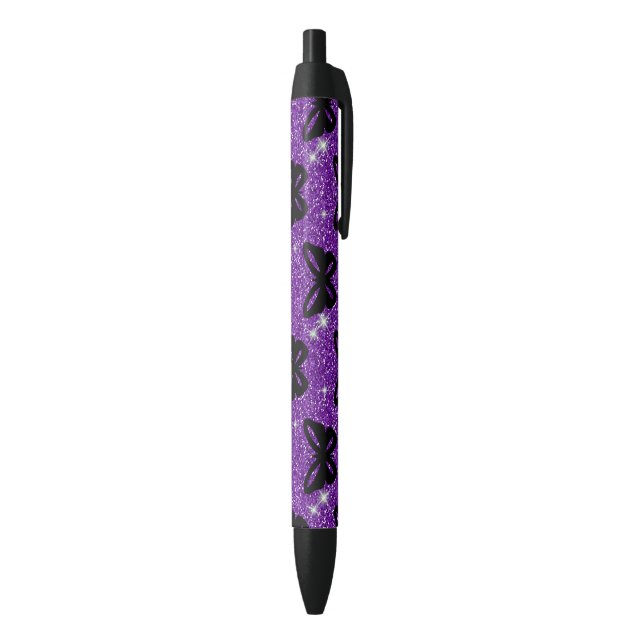 Butterflies Purple Glitter Fly Insect Animals Black Ink Pen (Bottom (Vertical))