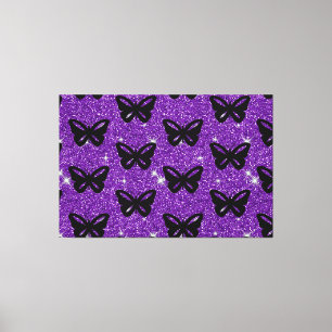 Butterflies Purple Glitter Fly Insect Animals Canvas Print