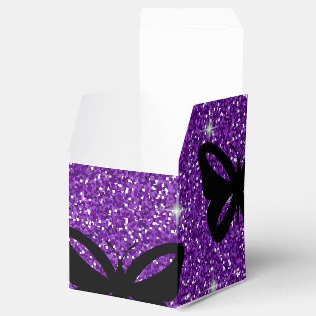 Butterflies Purple Glitter Fly Insect Animals Favour Box (Opened)